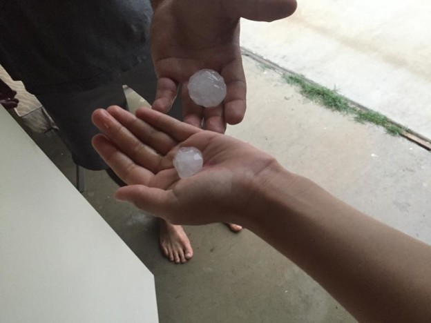 Storms Friday evening brought torrential rain, hail and an EF-0 tornado just southeast of Midlothian. Kimberly Way-Dostillio provided this photo of large hail that accompanied the storm as it rolled through Midlothian.