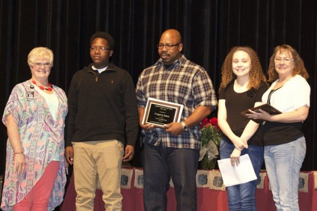 Red Oak ISD 2015 Parents of the Year include (left to right): Donna Knight, Zyaun Jones, Gregory Jones, Julie Rayburn, and Josie Rayburn.