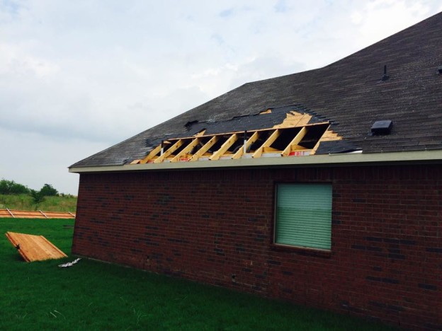 A home on Omaha Ct in Waxahachie sustained roof damage during the tornado warned storm Tuesday afternoon.