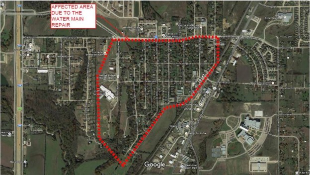 The City of Red Oak will be repairing a water main that will leave residents in the "Old Town" area without water beginning at 11 p.m. Friday, Jan. 15 through Saturday morning..